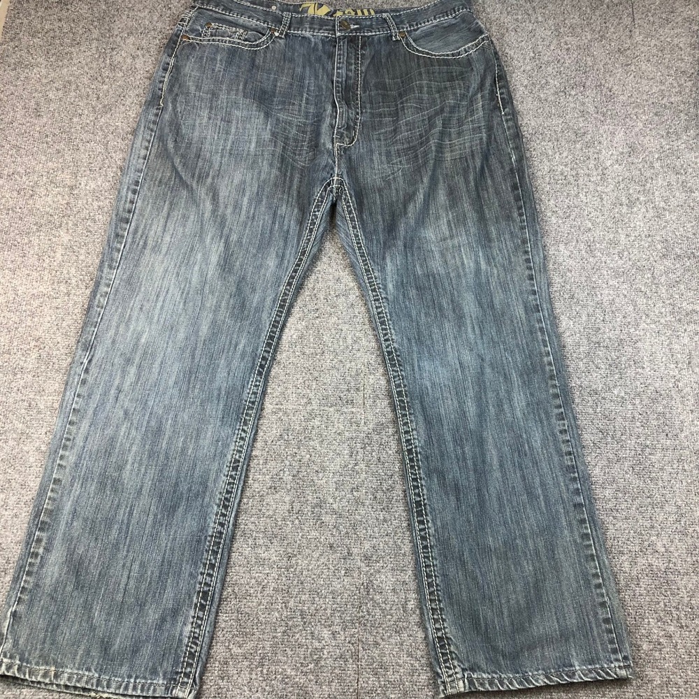 Y2K 90's Kaalu Skull Jeans Mens 40x32 Baggy Skater Urban Wide Legged